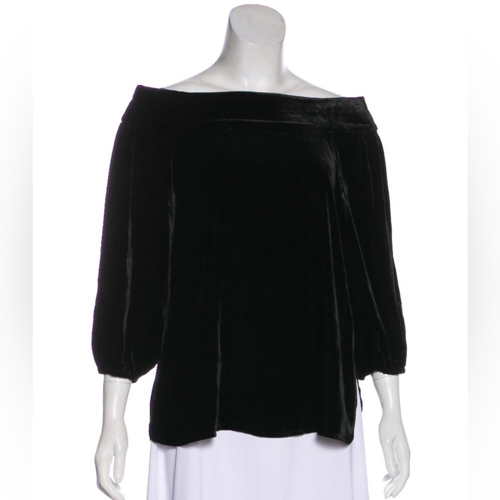Tibi Black Velvet Off-Shoulder Blouse size 0